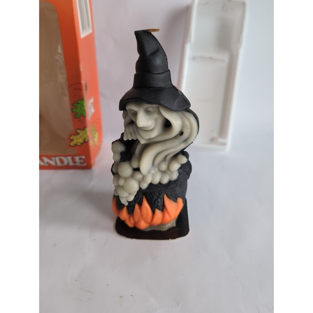 Vintage Halloween Witch Candle with Boiling Cauldron Glow in Dark Gurley Unused - Picture 6 of 6